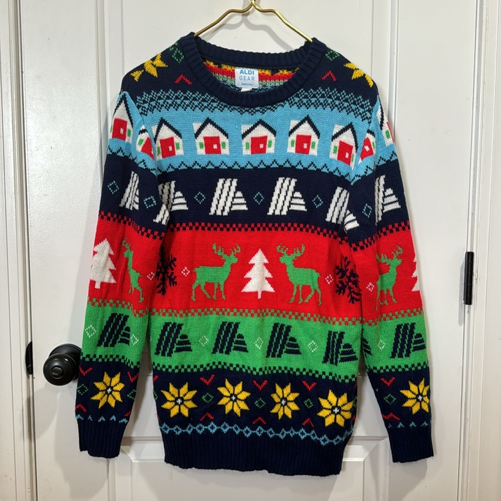 ALDI GROCERY STORE HOLIDAY CHRISTMAS SWEATER SMALL - Picture 2 of 6